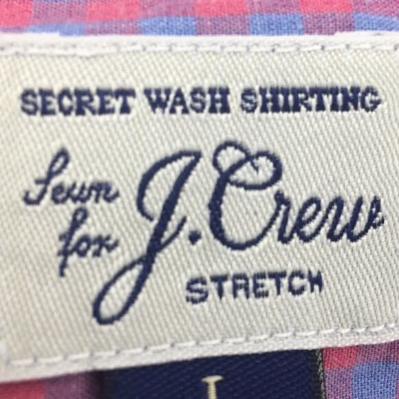 J. Crew Men's Long Sleeve Blue and Pink Checkered Button-up Shirt Size L - Picture 5 of 12